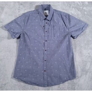 Katin Shirt Mens Medium Gray Palm Tree Button Up Lightweight Pocket Short Sleeve